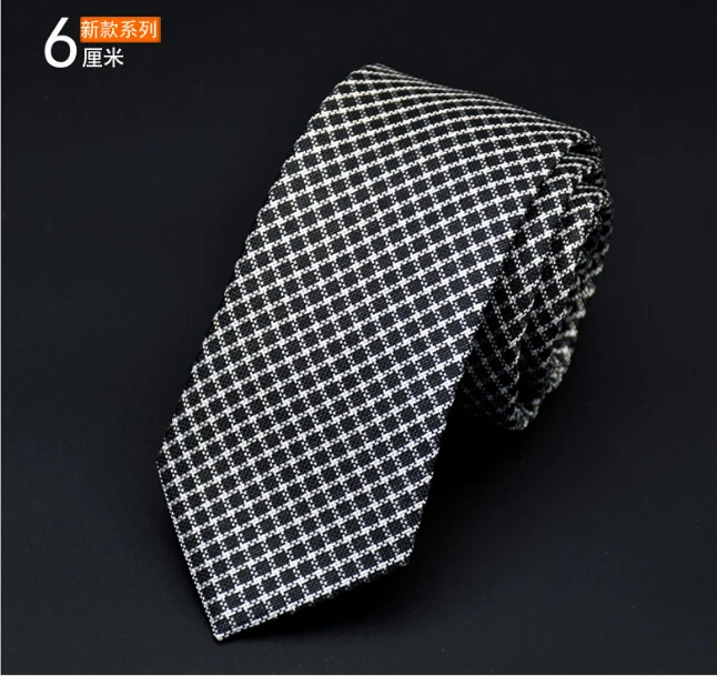 
S11265A High quality Korean style Custom Mens Skinny Checks Silk tie 