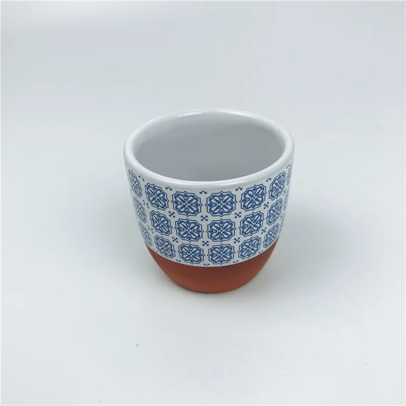 2019 New Design Stoneware Terracotta Round Cup with Decal Small Cup for Sake, White Spirit, and so on