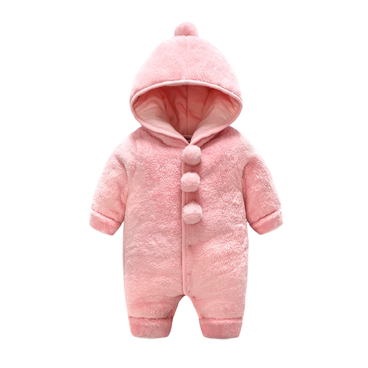 Wholesale Winter Thick Thick Newborn Baby Rompers Warm Boy Girl Hoodie Toddler Baby Bodysuit Onesie Jumpsuit Baby Clothes
