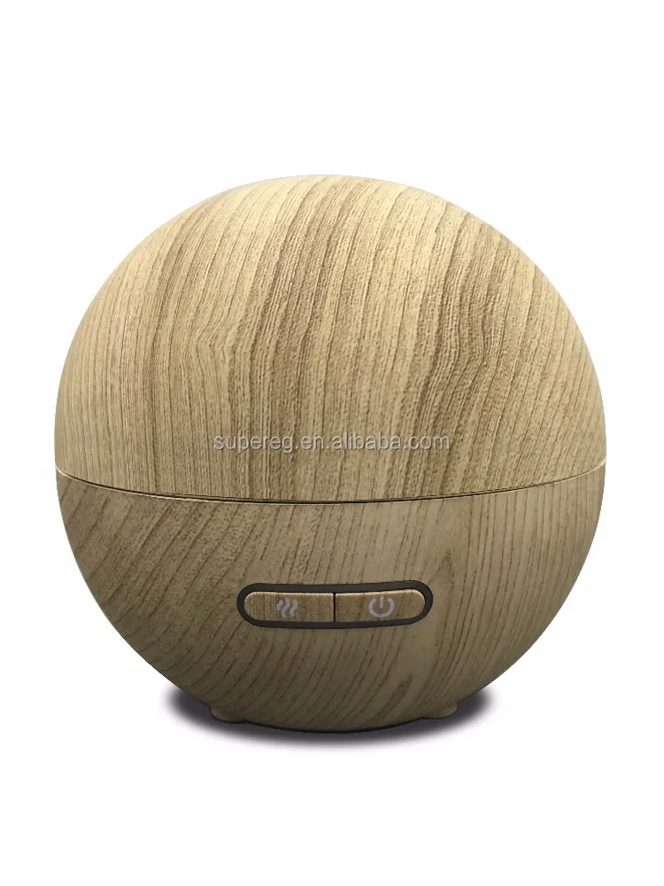 
200ml Wooden Grain Ultrasonic Mini Round Ball Metal Stainless steel Circle Around New Air Essential oil Diffuser Unique Design 