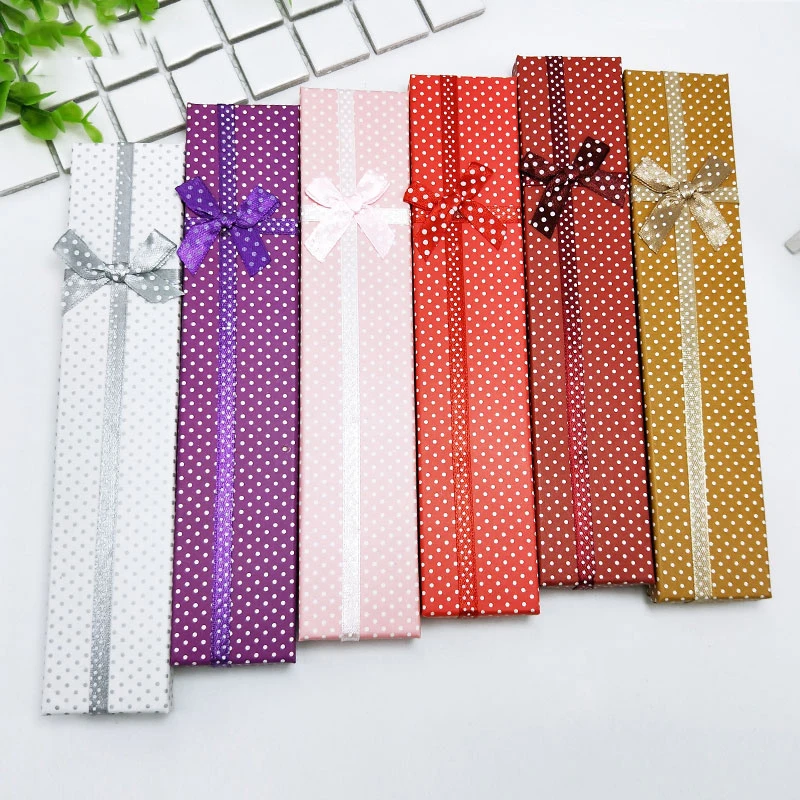 New arrival custom logo printed large black empty necklace box handmade colorful paper custom jewellery necklace box with bow