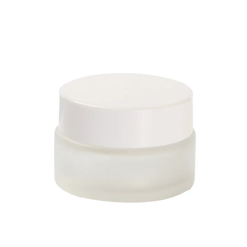 20g cosmetic frosted glass jar matte skin care cream packaging jar with white plastic cover