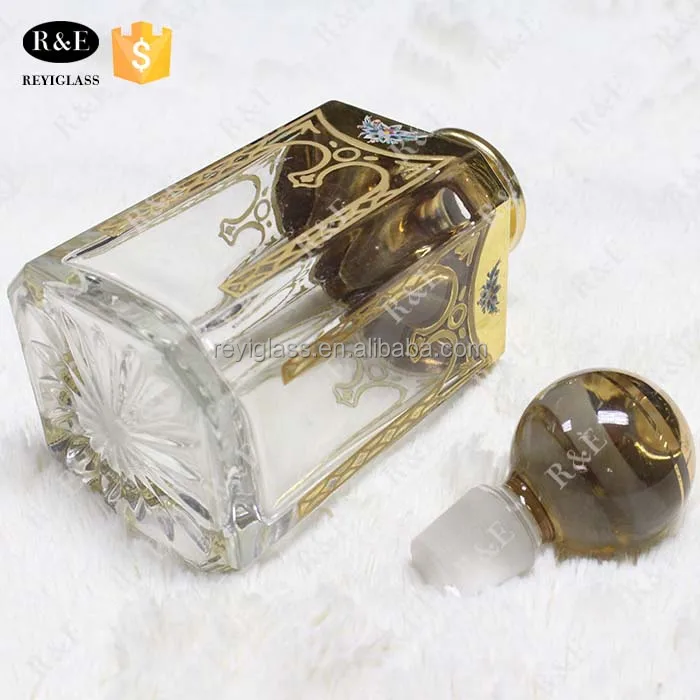 450ml gold decorative empty luxury arabian attar perfume oils with glass stopper