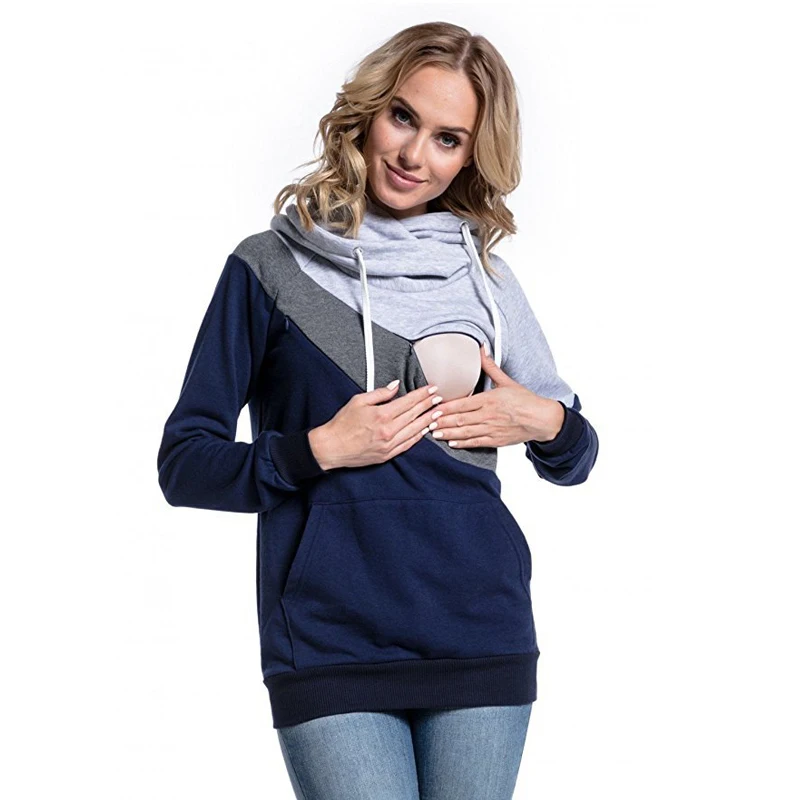 Женская зимняя толстовка с капюшоном для грудного вскармливания толстовки с длинным рукавом рубашка для кормления модная одежда для беременных американские и европейские размеры