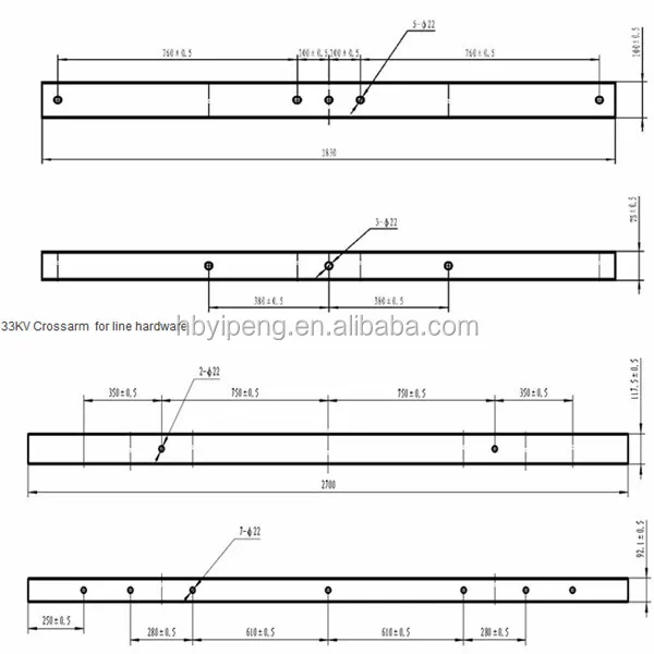 Galvanized Cross Arm /U Channel Steel Cross Arm/Hot Dip Galvanized Steel Channel Arm