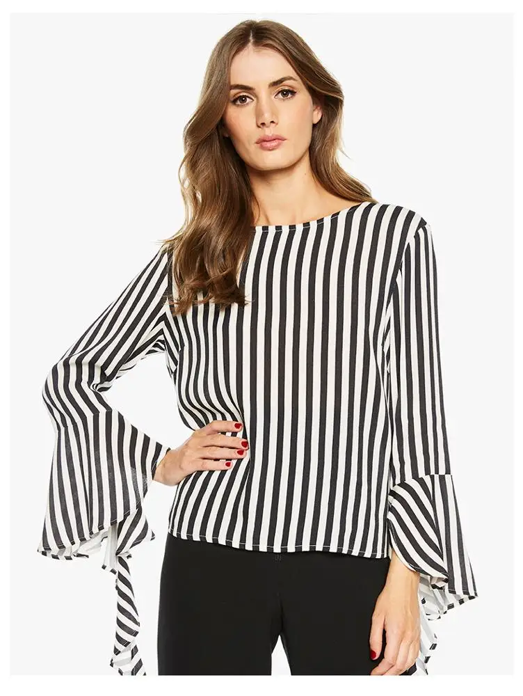 OEM/ODM Customized Fashion Ladies Summer Long Ruffle Sleeves Office Blouse