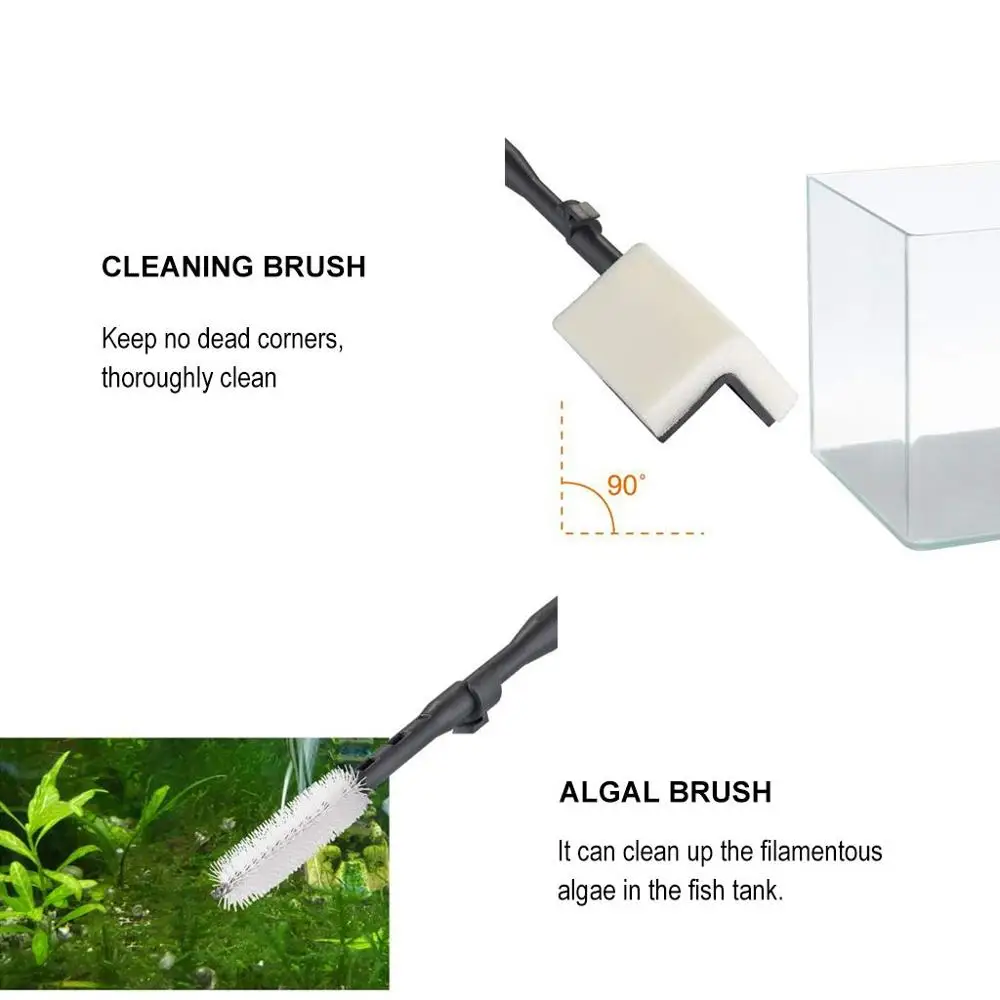 6 in 1 Aquarium Cleaning Tool Kit Algae Scraper Scrubber Pad Sponge Telescopic Handle Fish Tank Brush Cleaner  for Saltwater
