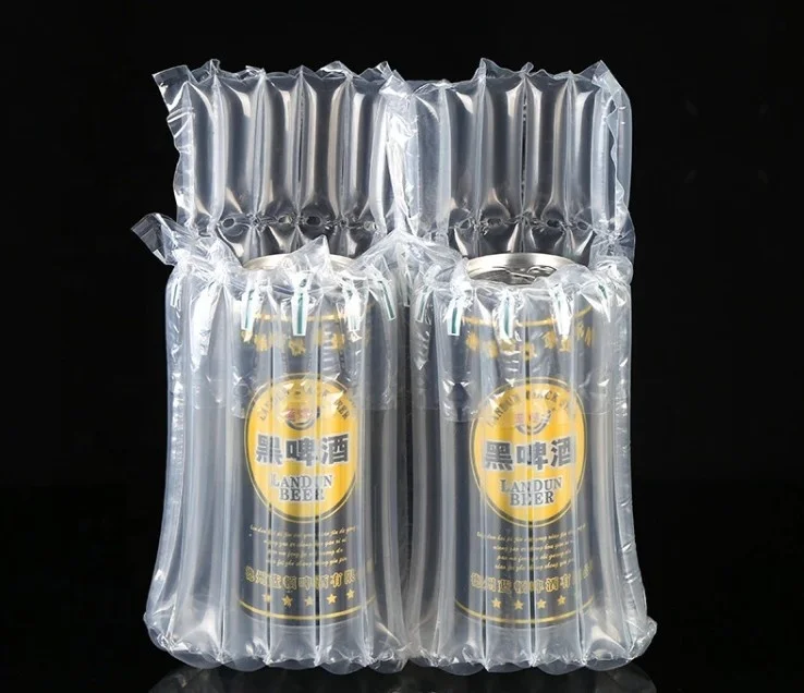 Transparent wine bottle protector inflatable plastic air bag packaging for two/three bottles