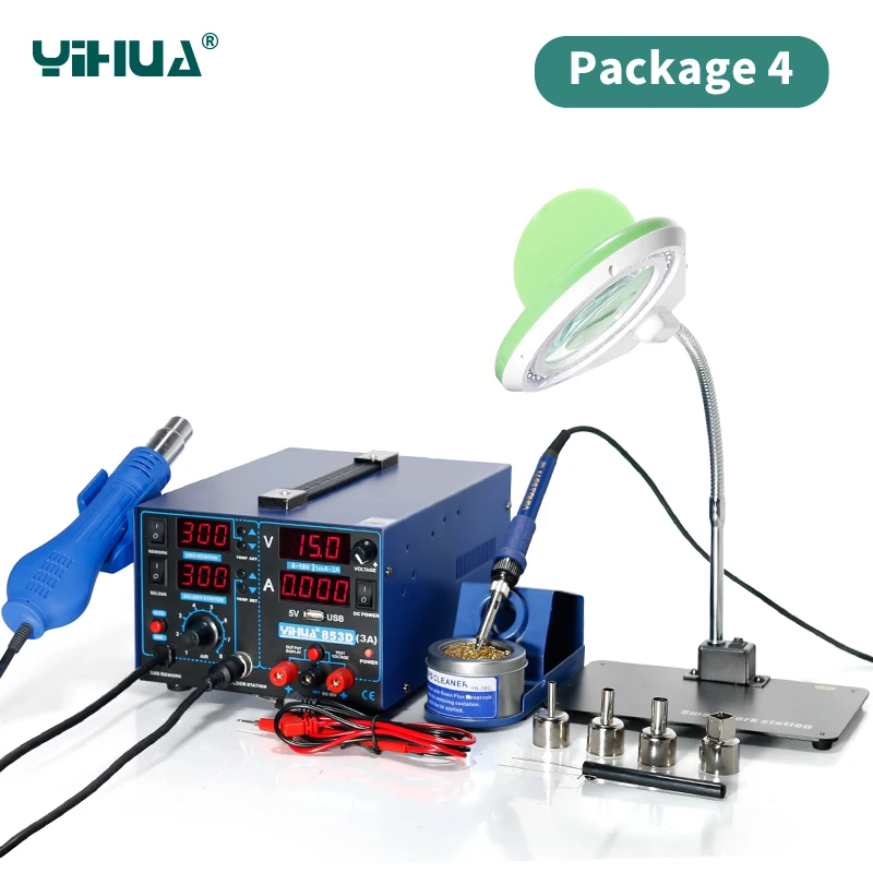 YIHUA 853D 3A 4 LED with USB 3in1 mobile phone repair DC power suipply soldering rework station