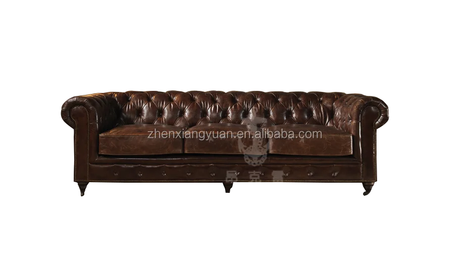 2018 New Arrival Hot sale Chesterfield Classic Tufted Real Italian Leather Victorian Sofa