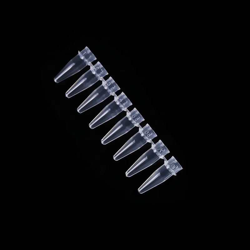 White 0.2ml 8-Strip PCR Tubes With Optical Semi-Domed 8-Strips For Laboratory Use