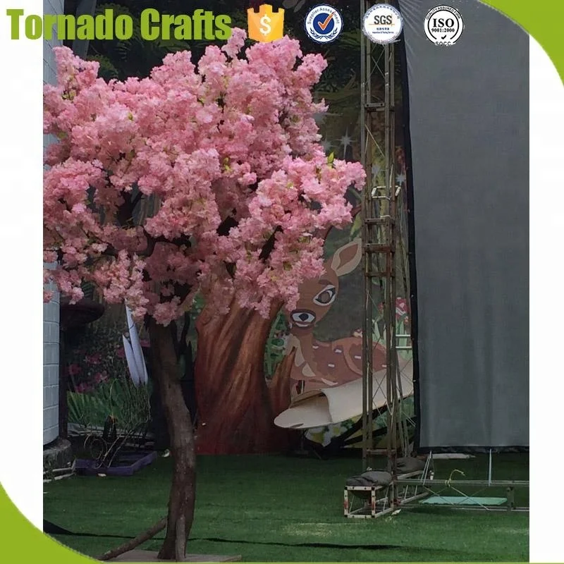 High quality artificial cherry blossom tree natural wood trunk tree for wedding decoration