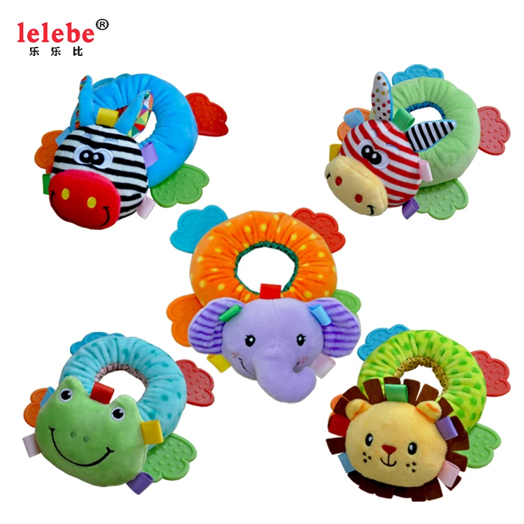 
Baby handbell plush toy 2020 wholesale hot sale infant rattle plush stuffed toy baby teether animals type musical toys 