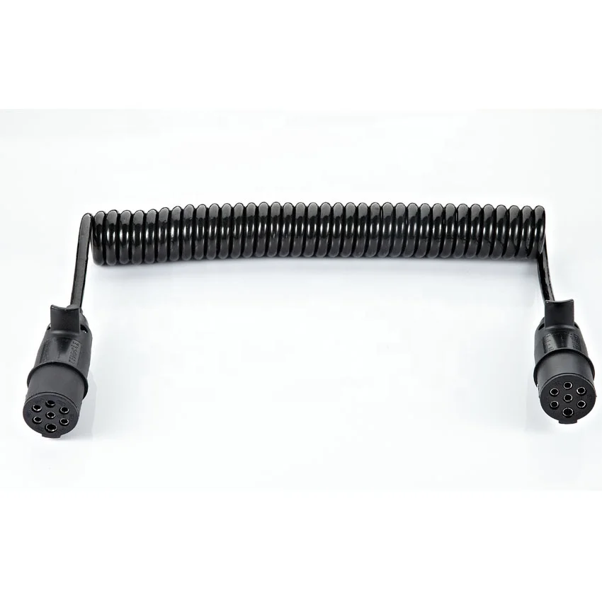hot item 24v 7way pin to 7way pin plug  adapter european trailer connector set with spiral cable