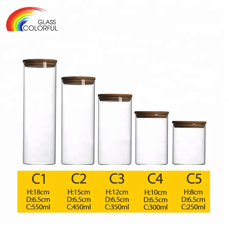 Glass jar with bamboo lid set airtight clear glass storage jar bamboo lid high borosilicate glass airtight food storage