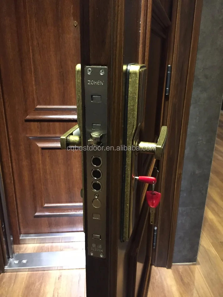 
EN ISO certified galvanized steel 12mm MDF armored entrance door with polyurathane filling 