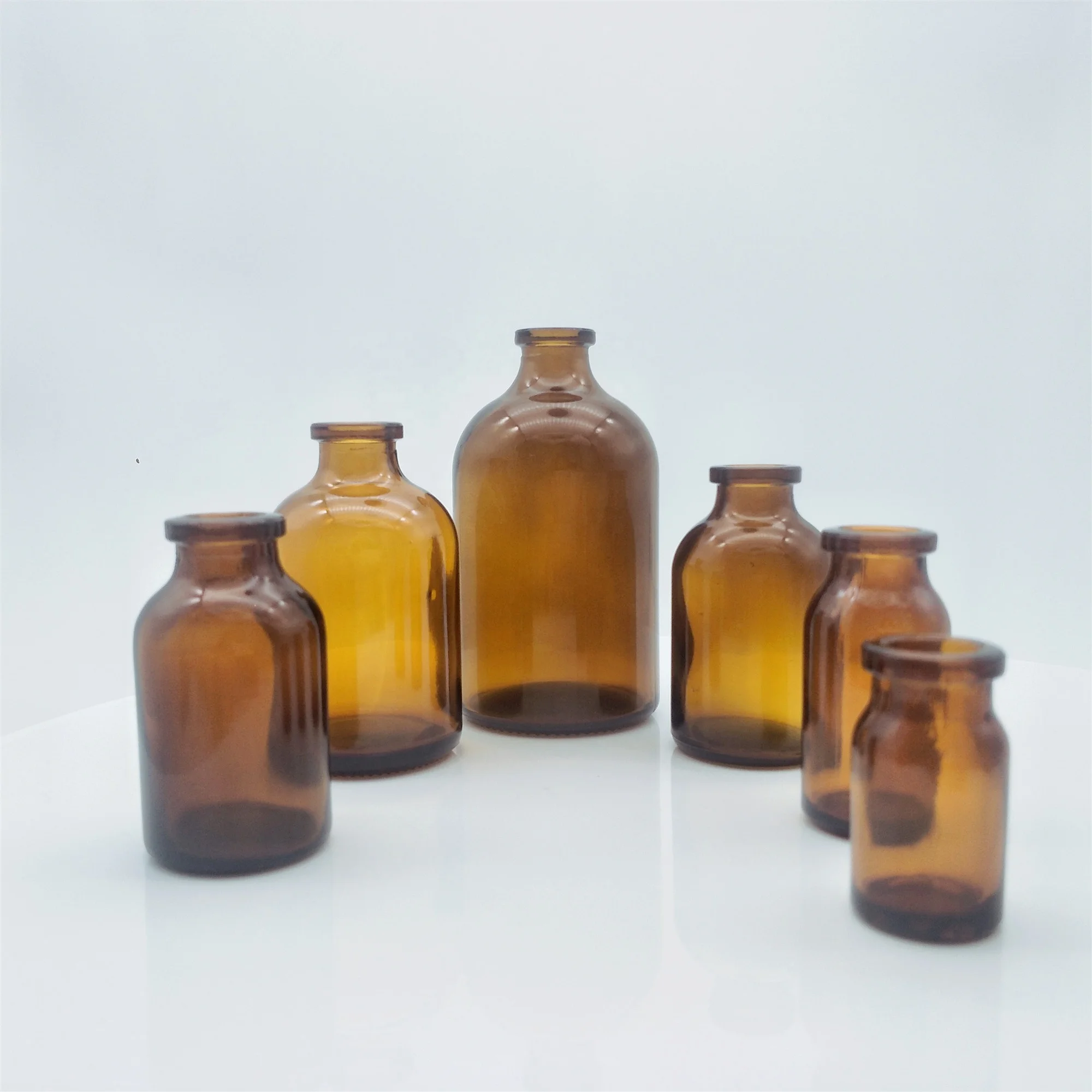 100ml Amber Molded Injection Vials for Antibiotics ,USP TYPE II,III glass vials