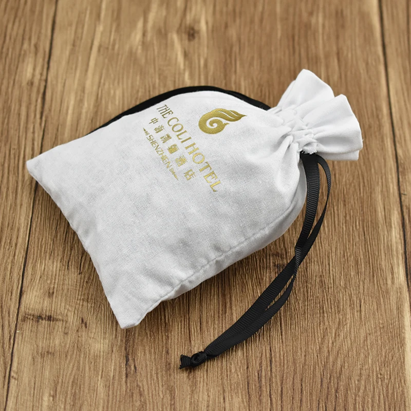 Custom LOGO Small Eco- friendly Jewelry Drawstring Cotton Bag For Soap Baby Shower Packing Bag