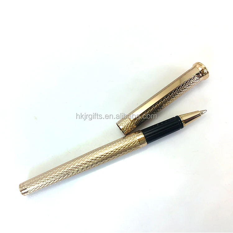 
Rose Gold Plated Diamond Cutting Wave Pattern Roller Pen On Barrels 