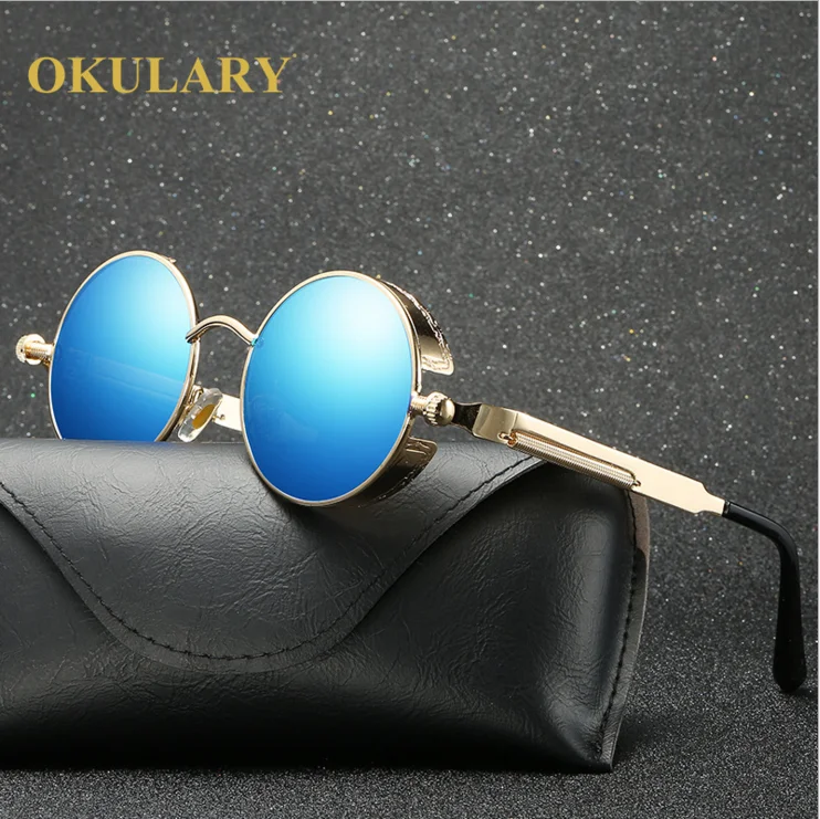 Gothic Steampunk Sunglasses Men Polarized Women sun glasses goggles Sunglasses retro round fashion Brand Designer Mirror