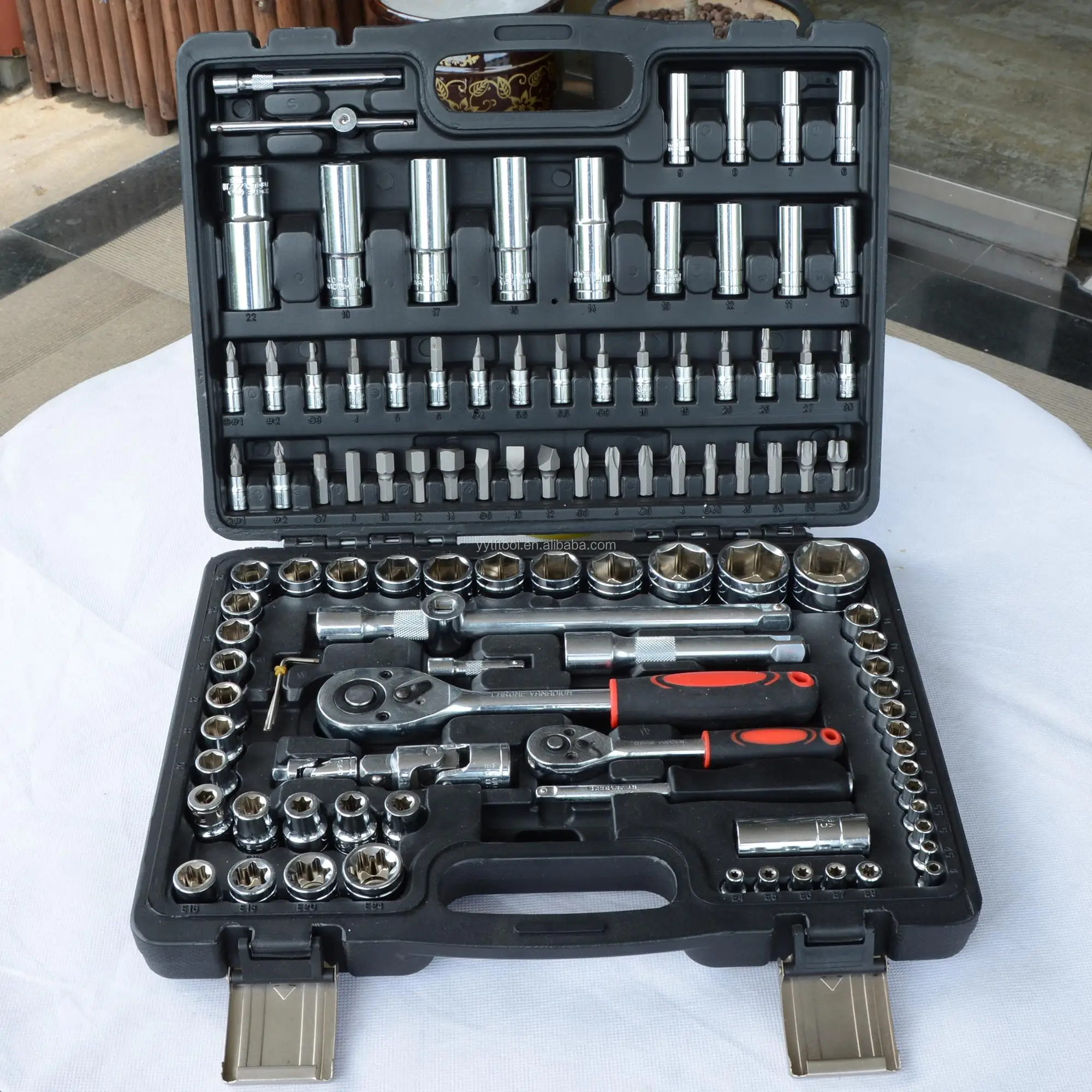mirror surface 108pcs Socket Wrench Set 1/2' Drive Box Spanner Auto Repair Tool Hand Tool 94 pcs Socket Set