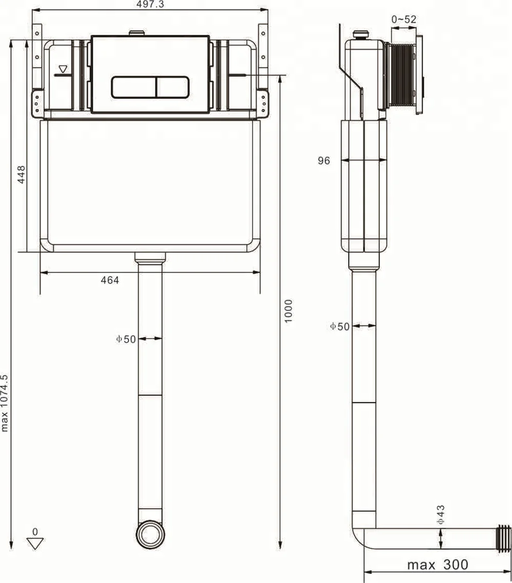 CE standard slim wall hanging toilet concealed flushing tank for squatting toilet pan