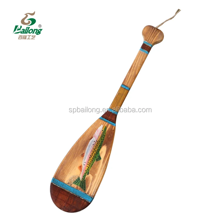 Ready to ship home decor hand painted beach fish animals hanging wall wooden dragon boat canoe decorative bass paddles