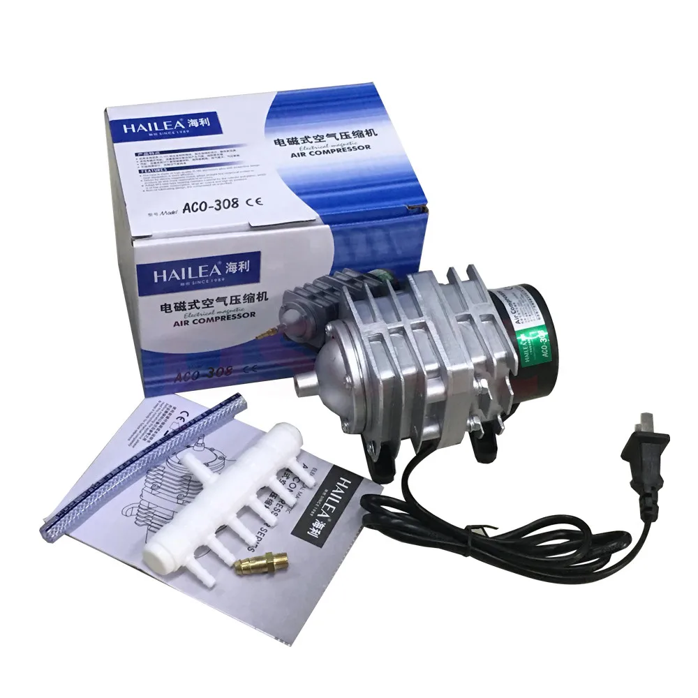 
Hailea ACO-308 ACO308 Electromagnetic Aquarium Air Compressor Pump 55L/min 220V 30W 0.025 Mpa min 