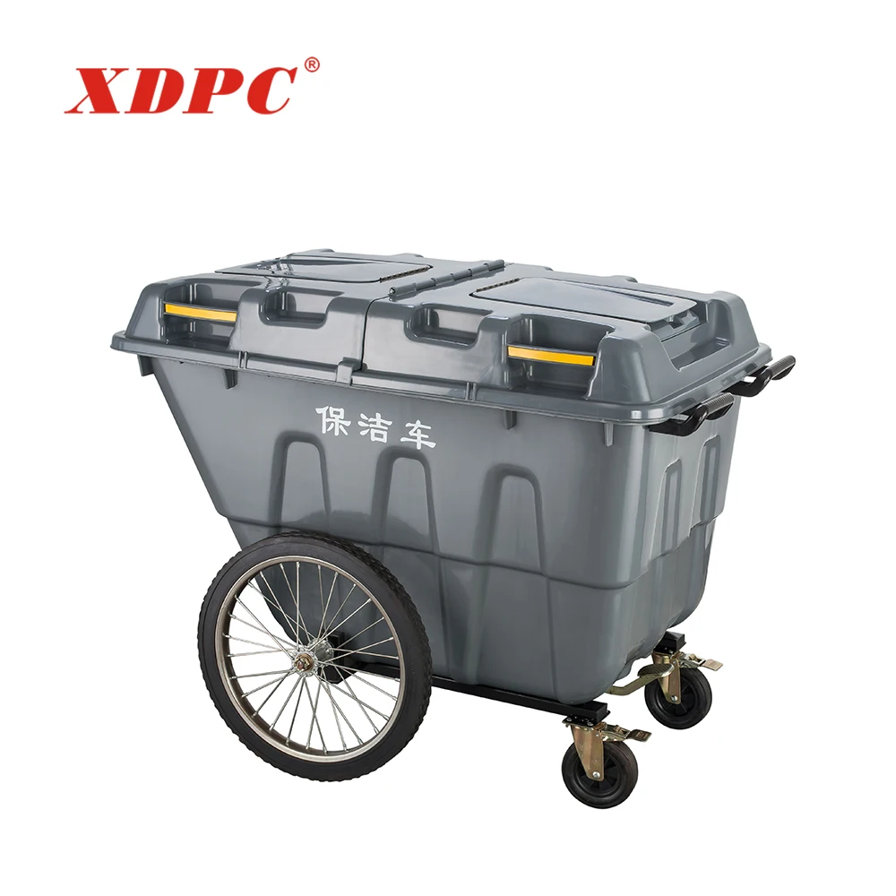 Industry mobile outdoor 400 liter plastic garbage container dustbin cart