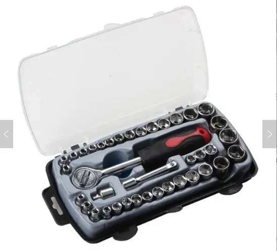 40pcs Metric Mechanics Home Automobile Motorcycle Repair Tool Box Socket Bit Set Sleeve Screwdriver Kit Ratchet Wrench Set