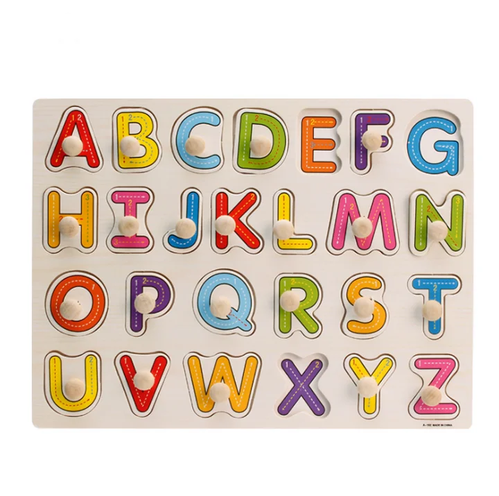 Montessori intelligence hand grasp puzzle wooden geometric puzzle for kids