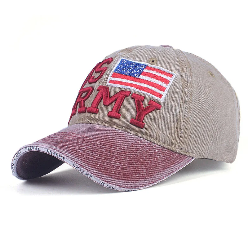 Sandwich Pre-curved Brim Hat 3D Embroidery USA Flag Logo Cotton Baseball Hat
