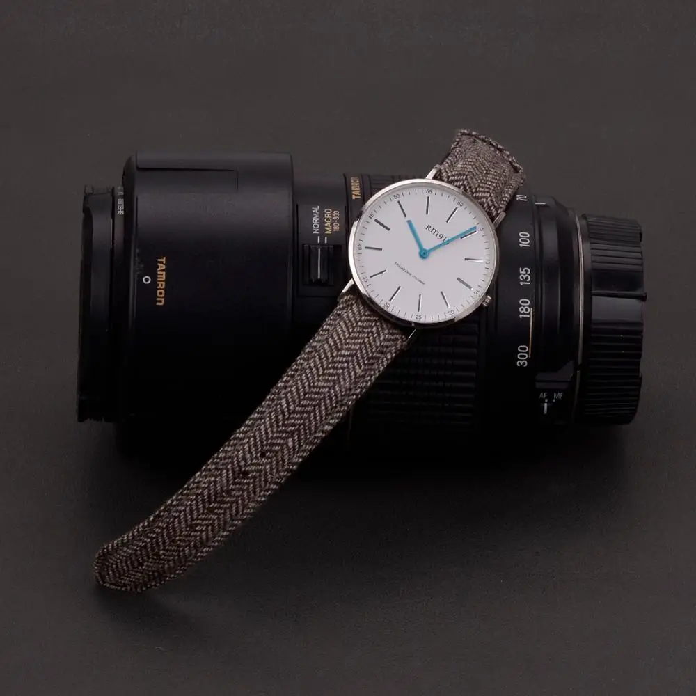 EACHE Fast Delivery 18mm 20mm 22mm Stock Wool Leather Tweed Watch Strap
