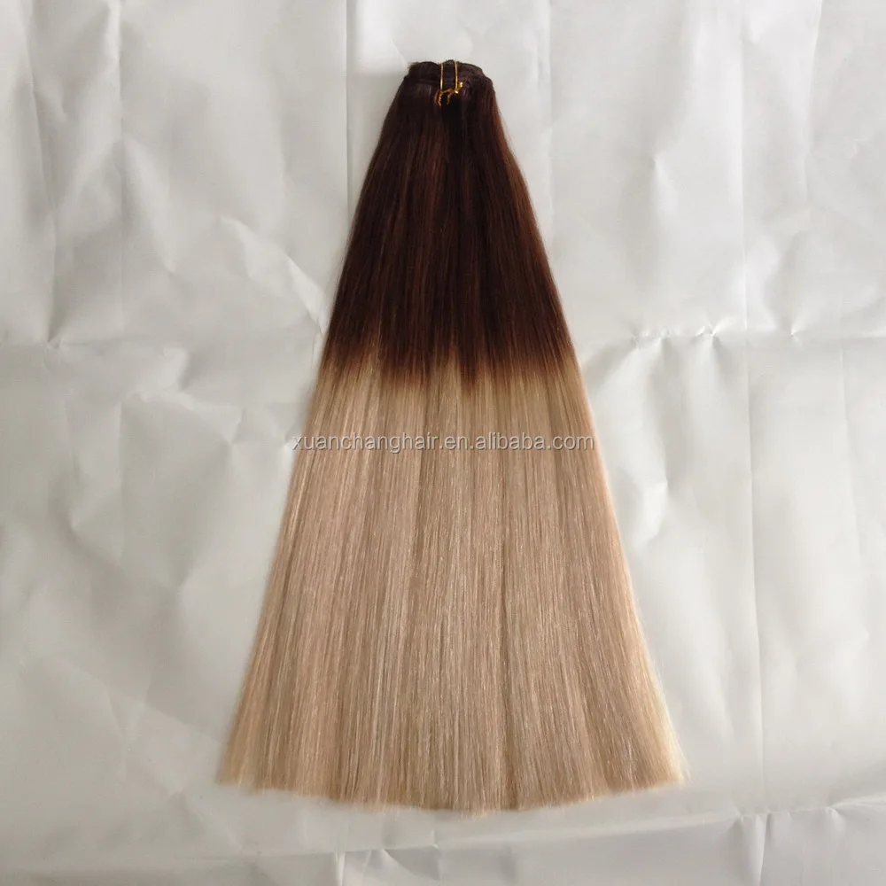 ombre color single piece human hair clip in one piece two tone