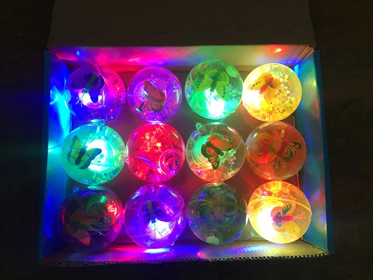 Fanny kids balls with butterfly inside kids toy Light bounce ball