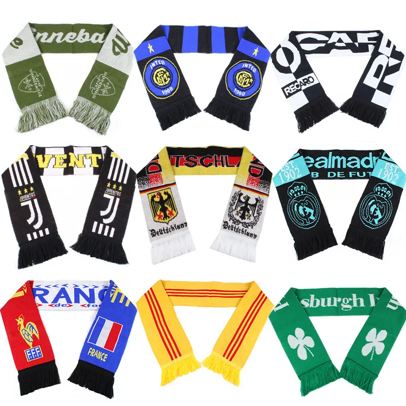 
High quality OEM winter jacquard scarf acrylic sport fan knitted soccer football scarf 
