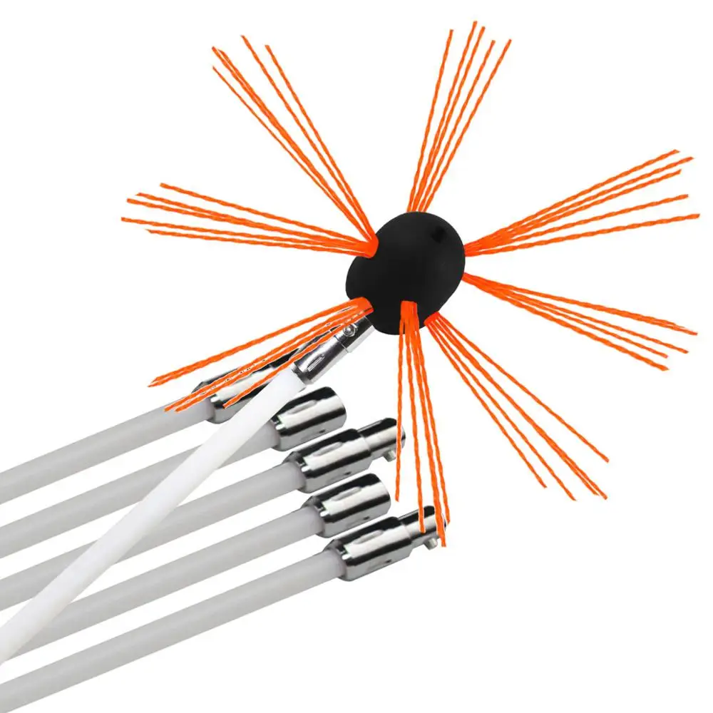 OEM patent quick snap connection long reached 6m to15m Drill driven Chimney Sweeping cleaning Brush kit