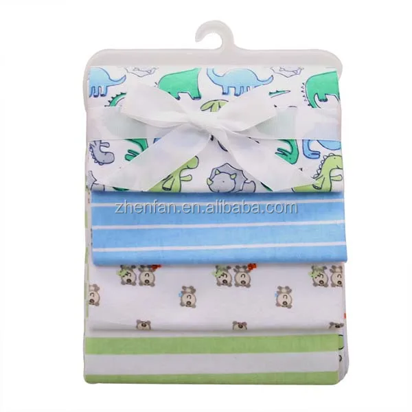 100%cotton flannel baby newborn receiving blanket with 4 in 1 gift bag