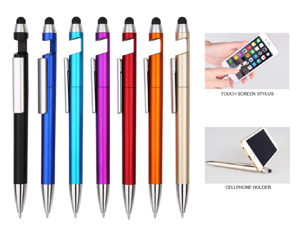wholesale promotional items touch screen 4 In 1 Multifunction Stylus pen pencil Phone stand Holder QR Code gel pens with stylus