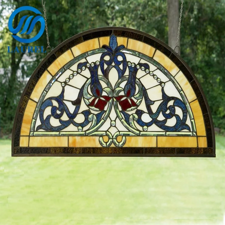New design beveled half round stained glass panel