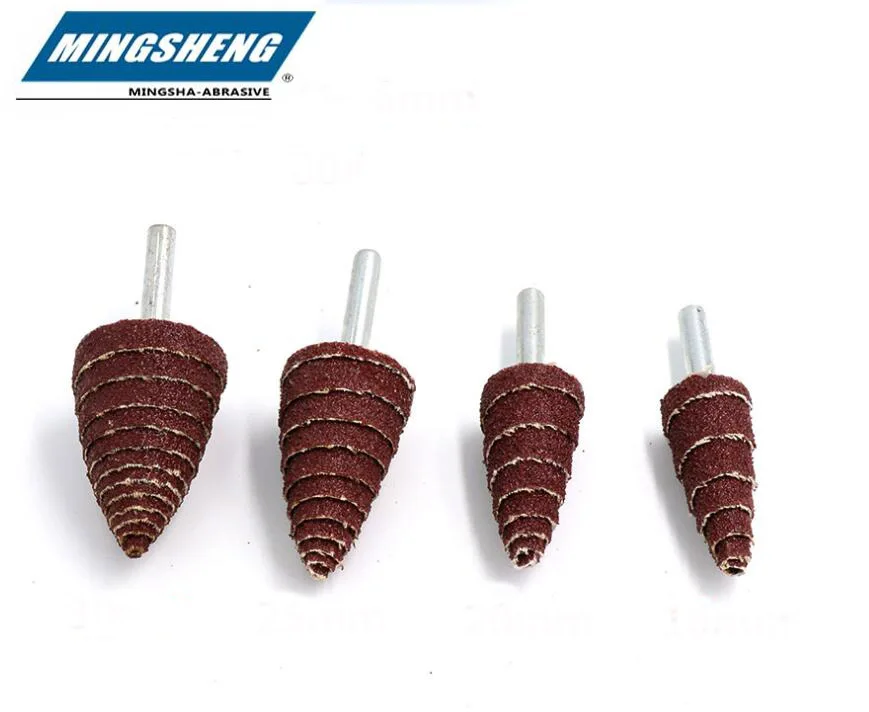 Abrasive 3/6mm Shank Tapered Grinding Head Emery Cloth Mandrel Mounted  Point metal stainless steel buffing  mingsha customized