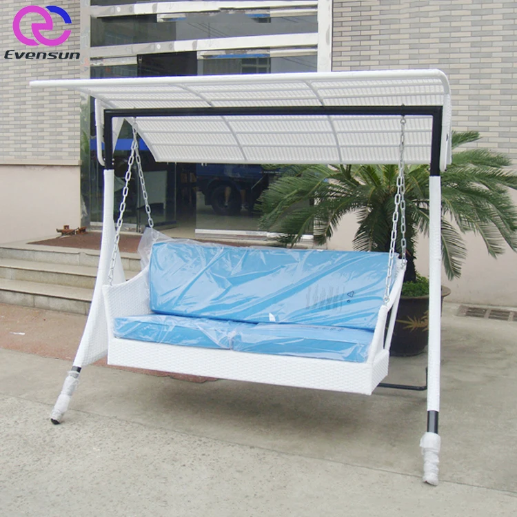 Leisure Garden Hammock Swing Chair With Umbrella Patio Steel Double-seat Lounge With Canopy