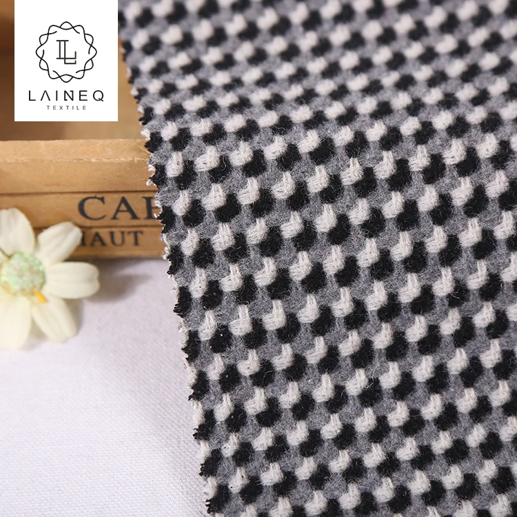 STOCK 2021 best selling pin checks 50% wool 50% polyester tweed fabric for coats