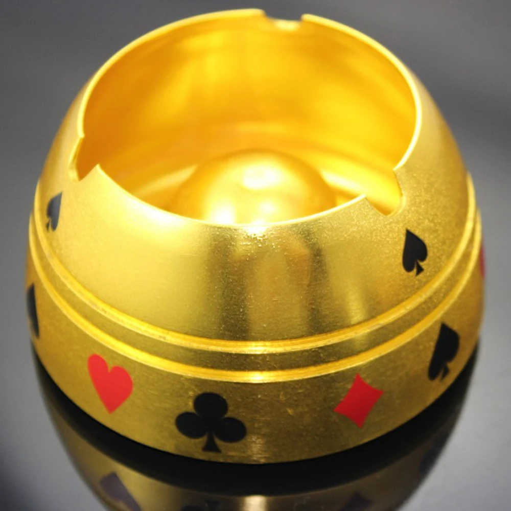 Deluxe Aluminum Poker Ashtray in Golden or Silver Color