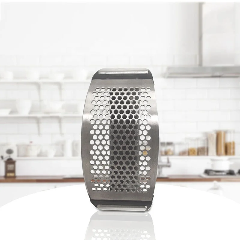 Wholesale 3-Piece Garlic Crusher Mill With Cleaning Brush Silicone Tube Peeler 18/8 Stainless Steel Garlic Press