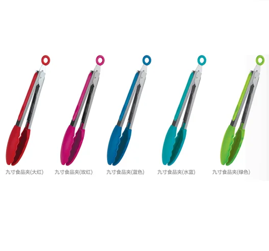 Environmental Protection Stainless Steel Silicone Bbq Food Clips Tong