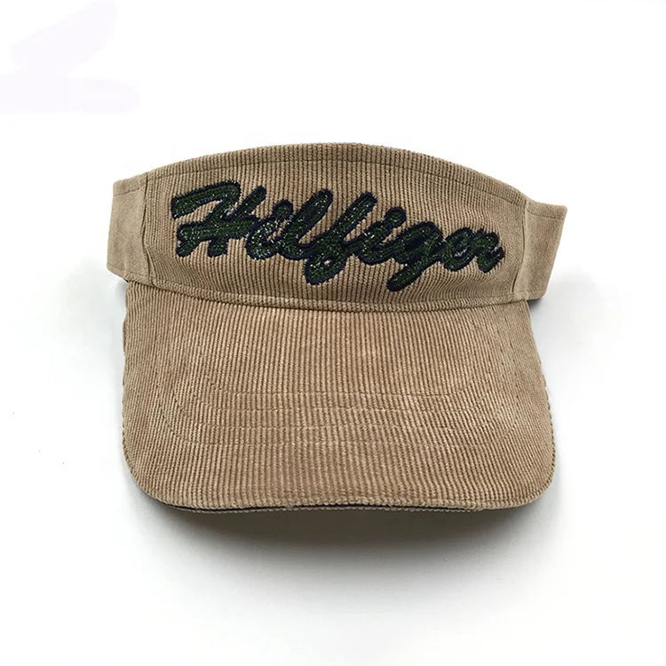 Custom Corduroy Glitter Brown Sun Visor Hat