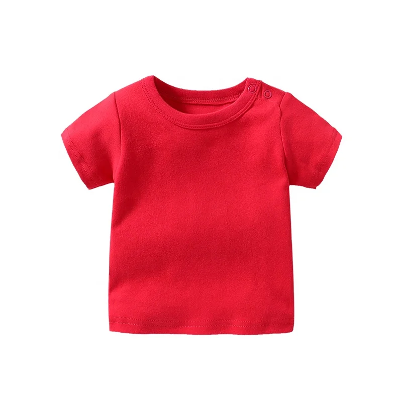 
Factory custom summer shoulder snaps short sleeve 100% cotton t-shirt for baby 