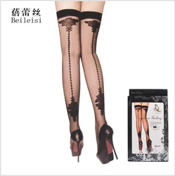 Beileisi Nylon Stockings Cuban Sheer Thigh Highs With Back Seam Heel Stockings