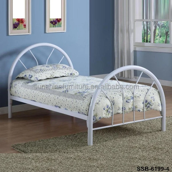 
Home Bedroom Furniture Single/Twin Size White/Black/Blue/Pink Kids Metal Bed Frame 